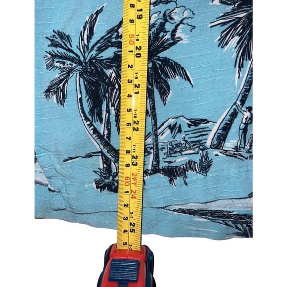 Hawaiian Shirt Small Ocean Breeze Blue Palm Trees Short Sleeve Button Front - Picture 8 of 8